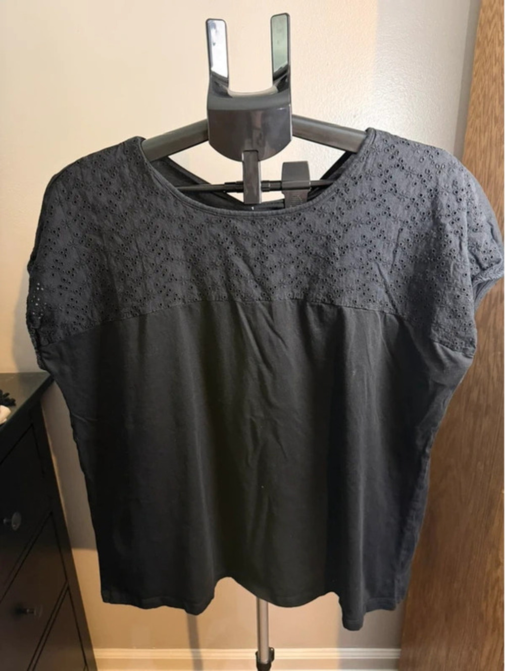 Torrid Black Eyelet Yoke Dolman Top Size 1